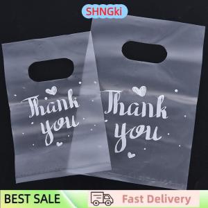 SHNGki 100Pcs Mini Thank you Plastic Gift Bags Wedding Candy Bags Shopping Carrier Bags