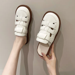 Dép quai hậu Baotou phụ nữ đi làm ngoài mùa hè phụ nữ mang thai mèo đế dày nửa mang và dép lỗ Muller