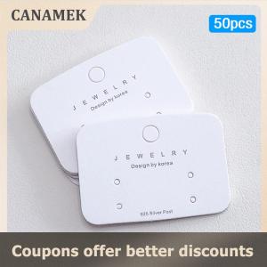 【 CANAMEK 】 50Pcs Minimalist White Cardboard Paper Packing Card Earrings Packing Display Card DIY Stud Earrings Retail Price Tag Label