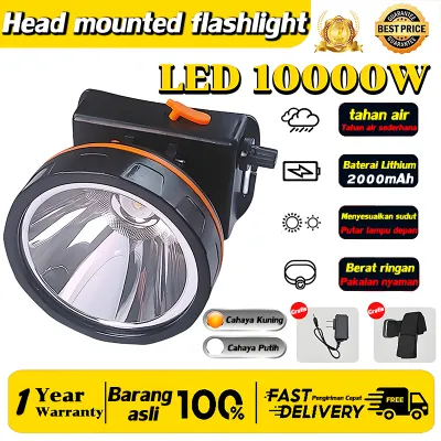 Lebih terang dari lampu pesawat LANDI Senter Kepala super terang Mitsuyama Type 85 Watt senter kepala led cas tahan 24 jam tahan air heavyduty militer asli Menyala 10.000 meter darurat stong light Headlamp berkemah led Senter Berkemah Headlamp Outdoor LED