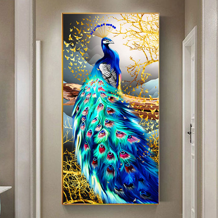 Beautiful Blue Peacock Canvas Painting Home Decoration Wall Art