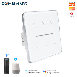Zemismart Tuya Zigbee Smart Curtain Switch Roller Shade Motor Shutter Switch with Percentage Control Alexa Google HomeHomekit Control via ZHMK01 HubZigbee Hub Need
