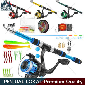 1.8M Joran Pancing Set 5.2:1 Gear Ratio Reel Pancing Spinning Fishing Reel Combo