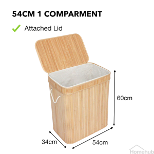 Homehub Laundry Basket With Lid Cover Dirty Clothes Organizer Bamboo Large Tall Storage Bin