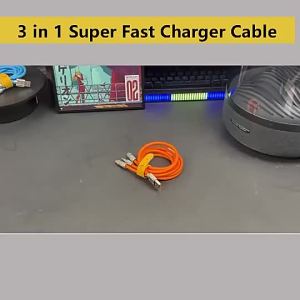 3 in 1 Super Fast Charger Cable 6A 120W Type C Micro USB One to Three Mobile  LED Charging Data Cable hp Handphone Zinc Alloy Wire Cord Cable Cable For Android