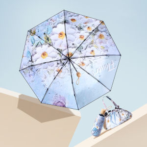 Payung Lipat Mini Anti UV Sinar Matahari Payung Mini Pola Bunga Portable Cute Umbrella Hampers