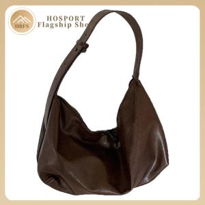 【HRFS】 Women PU Leather Hobo Bags Retro Tote Bags Solid Color Underarm Bag for Work Shopping Travel Daily