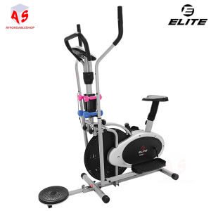 Elite Elliptical Powerbike – Compact Triple-Action Cardio Trainer with LCD Display and 2 Dumbbell Sets
