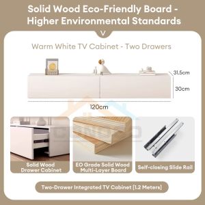 CONOCO Solid Wood TV Cabinet Northern Europe Luxury With Door and Drawers TV Console Cabinet(3FT/4FT/5FT/6FT)電視櫃