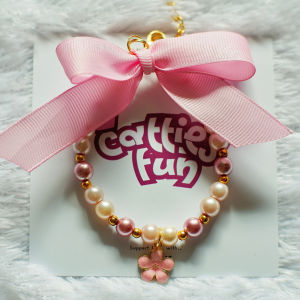 [DAISY] CATTIESFUN Kalung kucing Pita Mutiara Mini