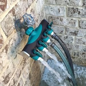 MUKANG 3/4 Inch 4 Way Hose Connector Splitter Adjustable Zinc Alloy Water Tap Hose Splitter Distributor Durable Individual Flow Control Hose Connector Adapter Home Garden