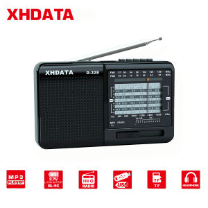 XHDATA D-328 Radio di động AM FM SW 12 Bands Pocket Radio với DSP/MP3 Music Player và TF Card Slot USB Mini FM Radio