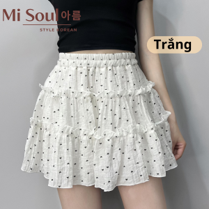 Chân Váy Đũi MiSoul Siêu Mát Họa Tiết Trái Tim Dáng Ngắn Có Lót Trong Bigsize Misoul Chân Váy Mini Nữ Cạp Chun 291