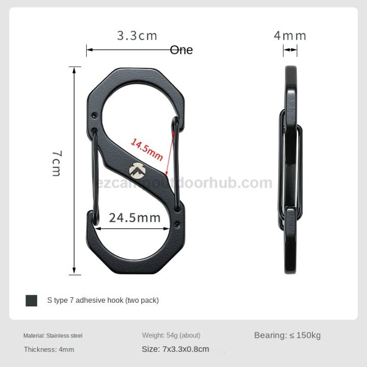 Campingmoon%20S-Shape%20Carabiner%20Double%20Hook%20Outdoor%20Camping%20Hiking%20Equipment%20Tool%20Tent%20Accessories%20SS-5%20SS-7%202pcs%20Pack%20Set%205/7cm%20Stainless%20Steel%20Keychain%20Hanging%20up%20to%20150kg%20Max%20Load%20Heavy%20Duty%20Original%20-%20Image%207