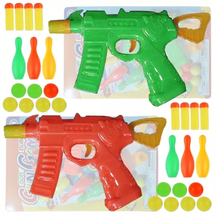 Soft Bullet Gun Game Shooting Nerf Ball Gun With Mini Bowling Target