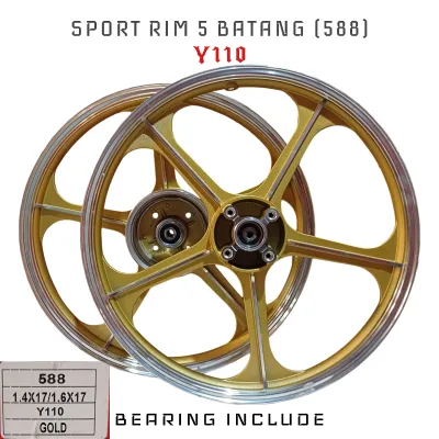 SPORT RIM 5L 588 5 BATANG GBO Y110 SS2 GOLD BLACK Cast Wheel Sport RIM RODA Rim RIM MOTOSIKAL WITH Bearing BUSH