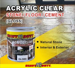 1L ACRYLIC CLEAR ( GLOSS ) / HEAVY DUTY / EXTERIOR & INTERIOR / STONE / FLOOR / CEMENT