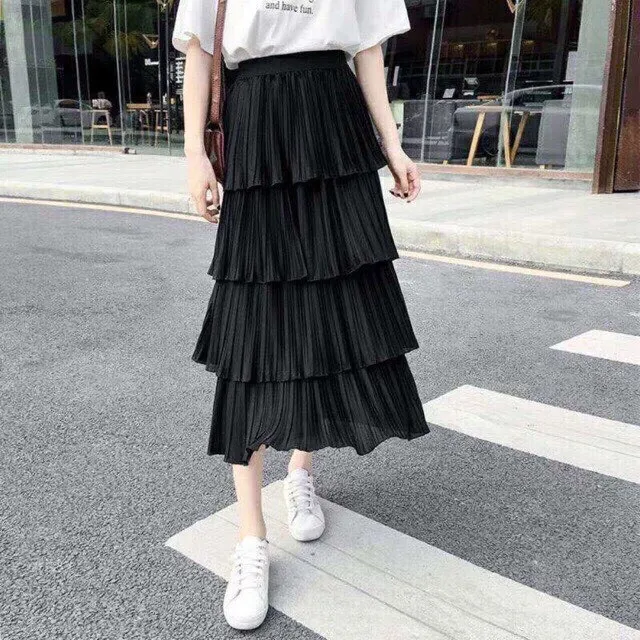 Thời trang công sở Hàn Quốc chân váy dáng dài SK107 Cao Cấp thắt nơ đẹp  KRfashion đẹp