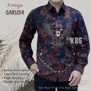 KEMEJA BATIK LENGAN PANJANG MOTIF GARUDA BATIK KANTOR | BATIK KONDANGAN | BATIK TERBARU SM