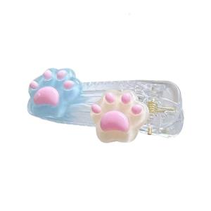 Jelly Feeling Cat Paw Shape Hair Clip for Hot Girls Hair Barrettes Clear Ponytail Bangs Hair Barrettes for Teens Girls