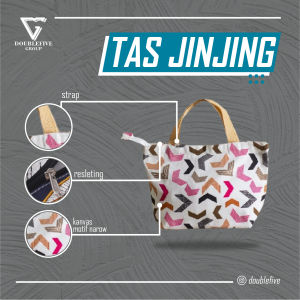 TAS JINJING HANDBAG - TAS MUKENA - TAS MAKEUP BAHAN KANVAS MOTIF - NAROW