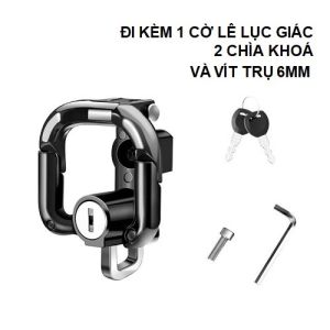 Móc Treo Xe Máy Kim Loại Chốt Khoá An Toàn Gắn Xe Máy Để Móc Giỏ Xách Nón BH Hàng Hoá Treo Đi Kèm 2 Chìa Khoá Và Cờ Lê