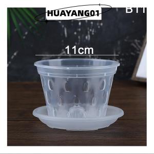 HUAYANG01 [HOT FASHION] 1Pc Flowerpot Garden Planter Drainage Pots with Holes Transparent Orchid Baskets Plastic Breathable Flower Pots Accessories