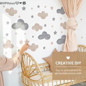 WP💓💛💖 Starry Cloud Warm Wall Stickers Childrens Room Kindergarten Decoration Wallpaper Self-adhesive PVC Stickers