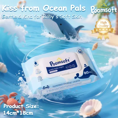 POOMSOFT Non Alcohol Baby Sea Scented Wet Wipes (800 Pcs/10 Pack)