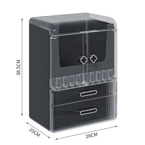 (SG Seller)Nordic minimalist style transparent cosmetic storage box dustproof large capacity desktop organizer for makeup lipsticks and skincare products