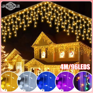 JACIRCLE Decoration Curtain Light 4M 96LED Waterproof Fairy Light Hari Icicle Curtain String Light Hari