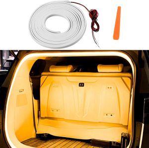 4M Dynamic Flowing Car Boot Light Strip Premium Silicone Tailgate Led Lamp Automatic On Off Trunk Atmosphere Lighting Universal Fit White Vehicles SUVs Trucks