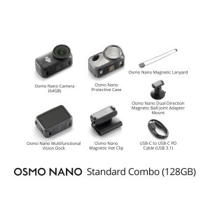 DJI Osmo Nano - Ultra-Light | Magnetic Mounting | 1/1.3" Sensor | 4K 60fps | 143° View | IPX4 Splash-Proof