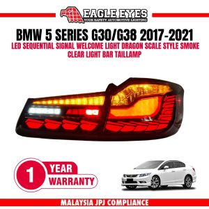 BMW 5 SERIES G30 G38 2017-2021 LED SEQUENTIAL SIGNAL WELCOME LIGHT DRAGON SCALE STYLE SMOKE CLEAR LIGHT BAR TAILLAMP