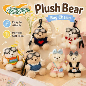 Aoduoyaya Sweater Bear Keychain Pilot Bear Bag Pendant Cute Couple Plush Teddy Doll Bag Charm Birthday Gift