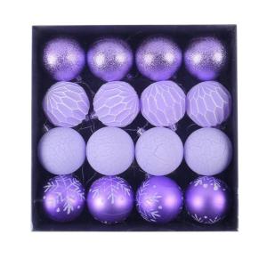 16Pieces Painted Christmas Ornament Set Colorful Christmas Sphere Baubles Ornament Set For Holiday Celebration