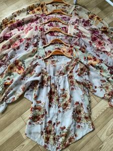 pakaian wanita terbaru kebaya sifon motif kembang sabrina tangan karet terdapat 6 varian warna