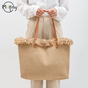 Summer Bags For Beach Tassel Canvas Design Tote Bag Large Capacity Women Handbag Commuter Shoulder Handbag Bolsas Para Mujeres2026