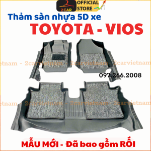 Thảm lót sàn NHỰA 5D KÈM RỐI sẵn xe TOYOTA VIOS 2019 - 2025 - Bộ 3 miếng _Mẫu mớivề HH