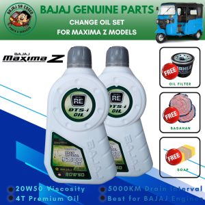 Basic Change Oil Kit for BAJAJ MAXIMA C Z Models 2Liters Oil + 1PC Filter DTS-i 20W50 Premium Langis