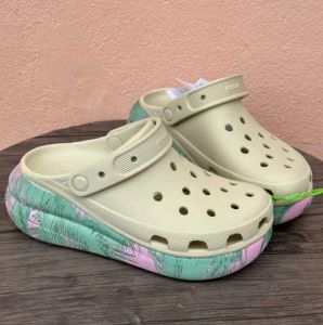 Giày dép crocs - dép sục đế cao 6cm crocs classic crush lá Spring Break Clog mẫu mới nhất cho nữ chống thấm nước chống trơn trượt chống hôi chân hàng nhà máy xuất xịn đầy đủ hộp hoặc túi crocs
