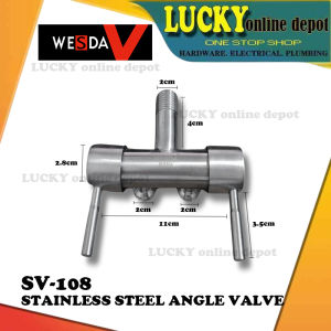 SV-108 SUS304 STAINLESS STEEL ANGLE VALVE DOUBLE HANDLE THREE-WAY CONTROL