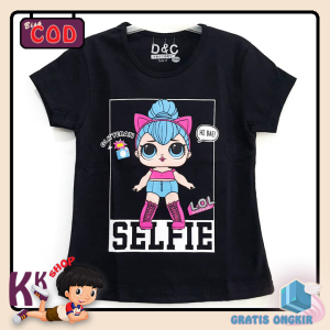 Baju Anak Perempuan / Kaos Anak Motif LOL Selfie Black 1 - 10 Tahun