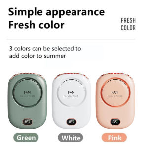 Kipas Angin Mini Premium Portable Hanging Neck Fan 2000mAh Model Gantung Leher Rechargeable Battery Display Kipas 3-Speed