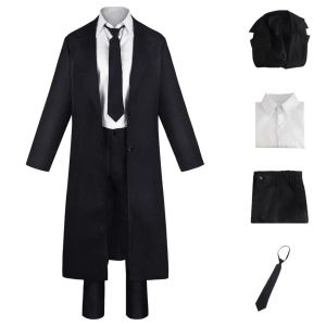 Anime Chainsaw-Man Makima Cosplay Costume Women Big Size Black Jacket Suit Set with Tie Uniform Wig Outfit