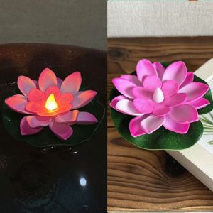 HONGUS LED Electronic Candle Floating Water Lotus Lamp Waterproof Floating Induction Artificial Lotus Lamp Garden Decor 10cm Lotus Wishing Lamp Outdoor
