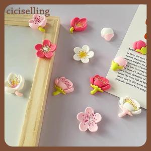 [ciciselling] 12Pcs Sáng Tạo Bảng Trắng Phim Hoạt Hình Từ Sticker Tủ Lạnh Nam Châm Màu Hồng Hoa Nhựa Trang Trí Tủ Lạnh Nam Châm