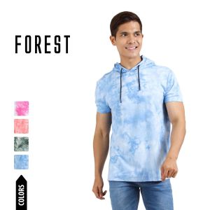 Forest Stretchable Premium Weight Cotton Tie Dye Short Sleeve Hoodies Men T Shirt | Baju T shirt Lelaki - 621309