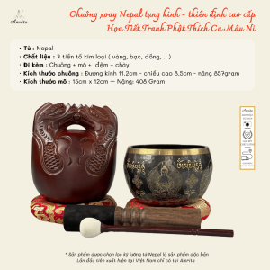 [Amrita] Chuông xoay Nepal tụng kinh - thiền định cao cấp Họa Tiết Tranh Phật Thích Ca Mâu Ni -CXNP4
