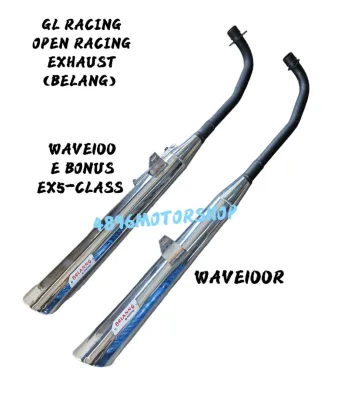 GL RACING 28MM OPEN BELANG EXHAUST HONDA WAVE100 WAVE100R WAVE100-R W100 EX5-CLASS 1 E BONUS 110 EKZOS